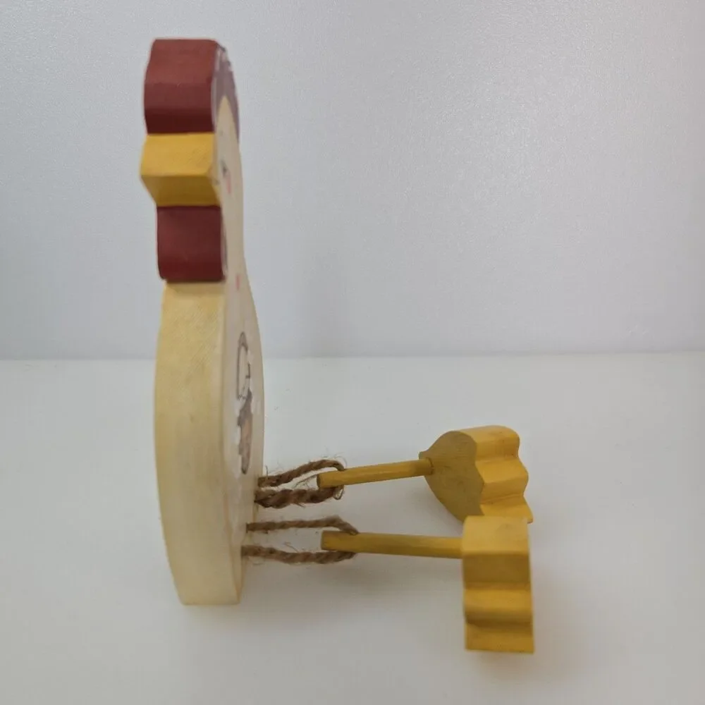 VTG Wooden Chicken Shelf Sitter with Dangling Legs Hand Painted Rustic Farmhouse